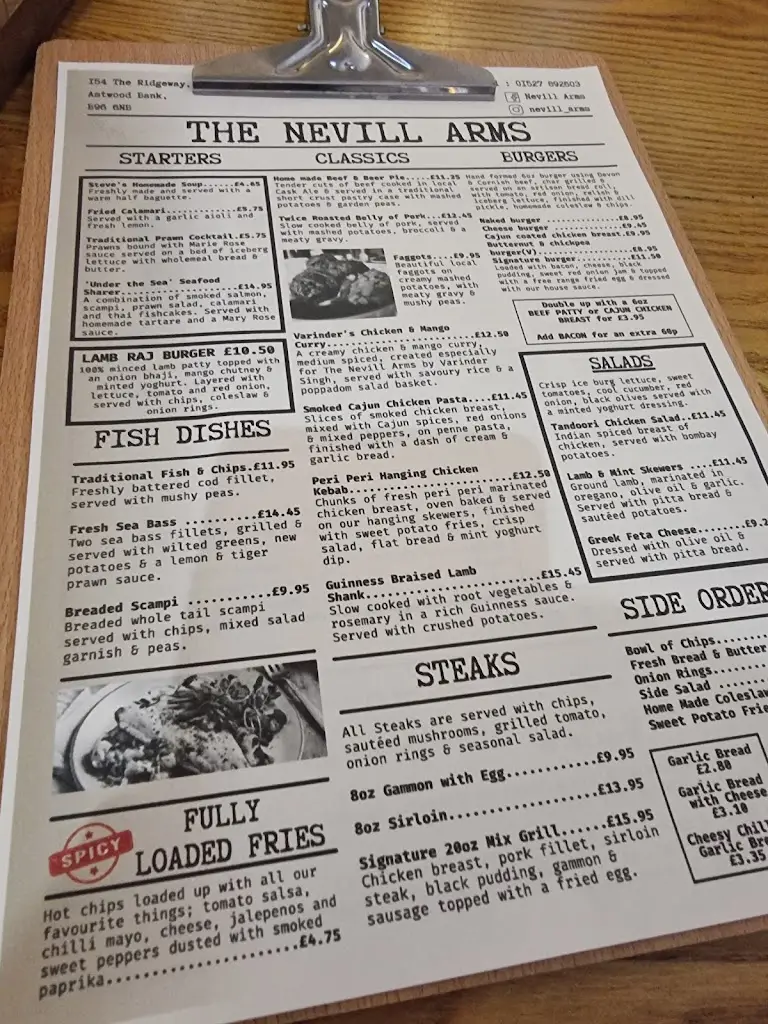 Menu_The Nevill Arms_Astwood Bank_image_1