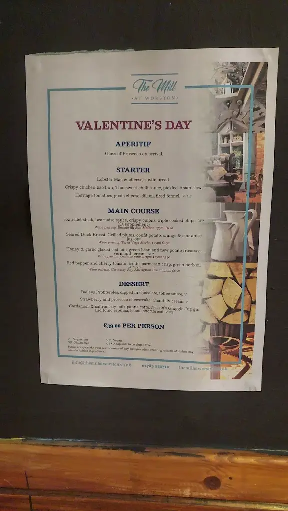 Menu_The Mill at Worston_Eccleshall_image_1