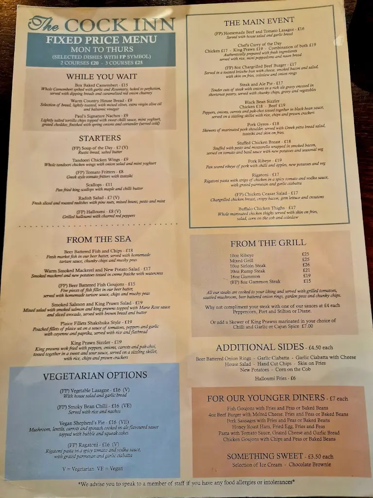 Menu_The Cock Inn_Eccleshall_imagen_2