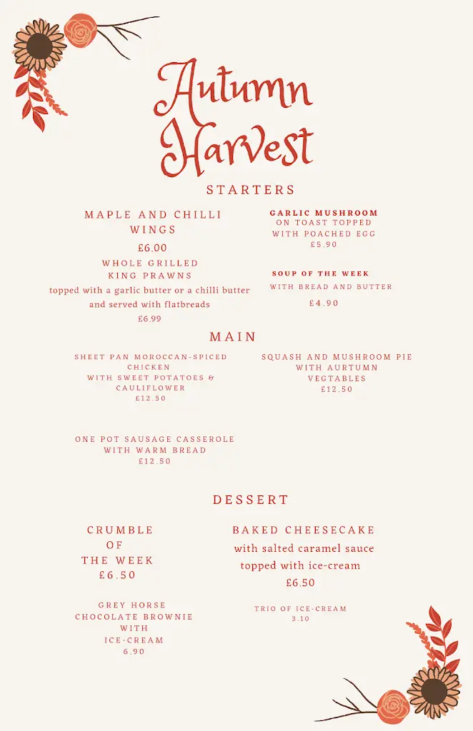 Menu_The Grey Horse_Elvington_image_2