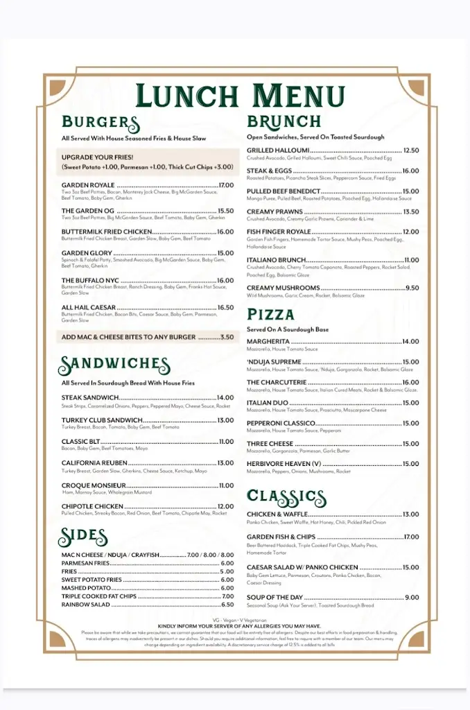Menu_The Garden Bar & Restaurant, Monton_Eccles_image_1