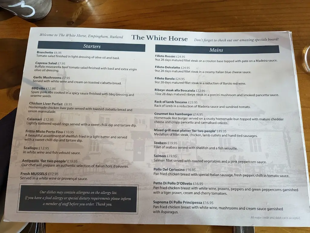 Menu_The White Horse_Empingham_image_1