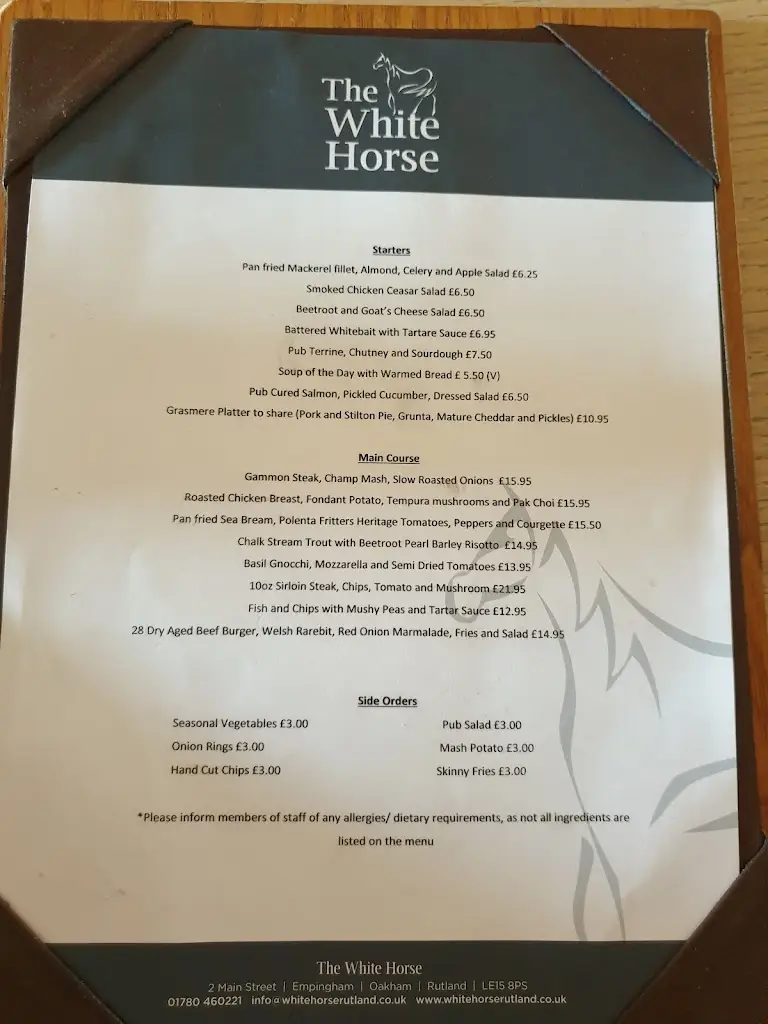 Menu_The White Horse_Empingham_image_3