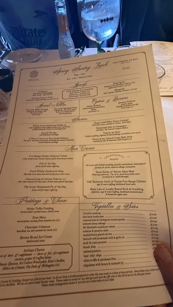 Menu_Three Acres Inn & Restaurant_Emley_image_3