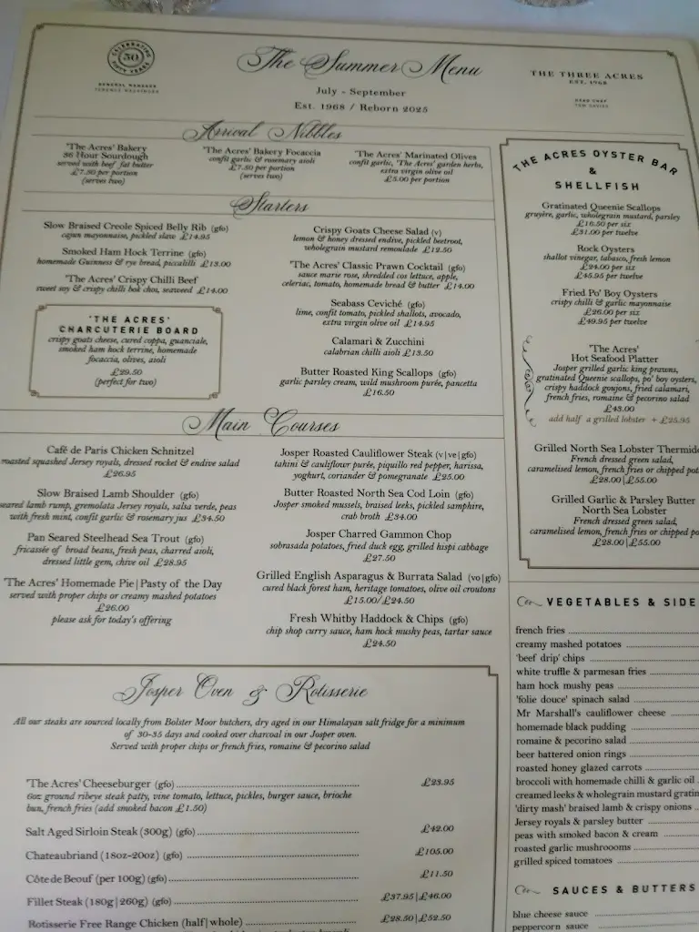 Menu_Three Acres Inn & Restaurant_Emley_image_4
