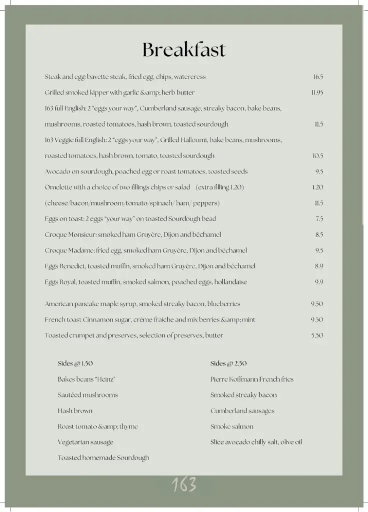 Menu_163 restaurant & bar_Egham_image_1