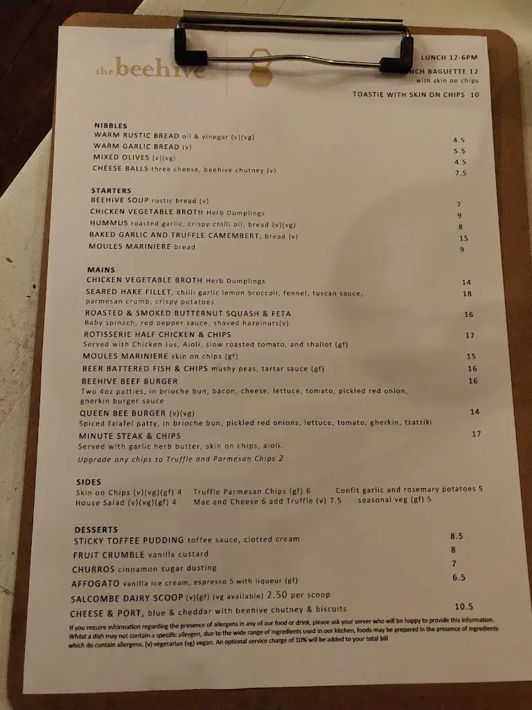 Menu_The Beehive, Egham_Egham_image_4