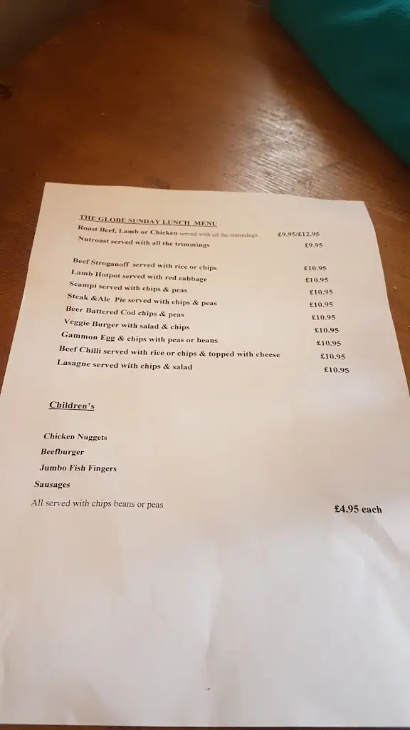 Menu_The Globe_Audlem_image_1