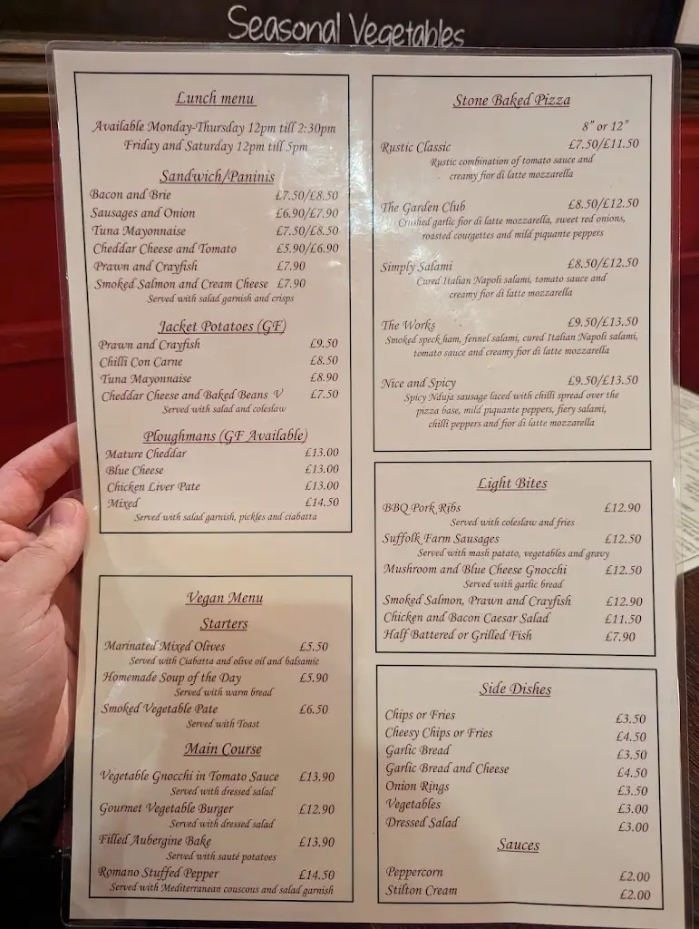 Menu_The Three Willows_Elsenham_image_1
