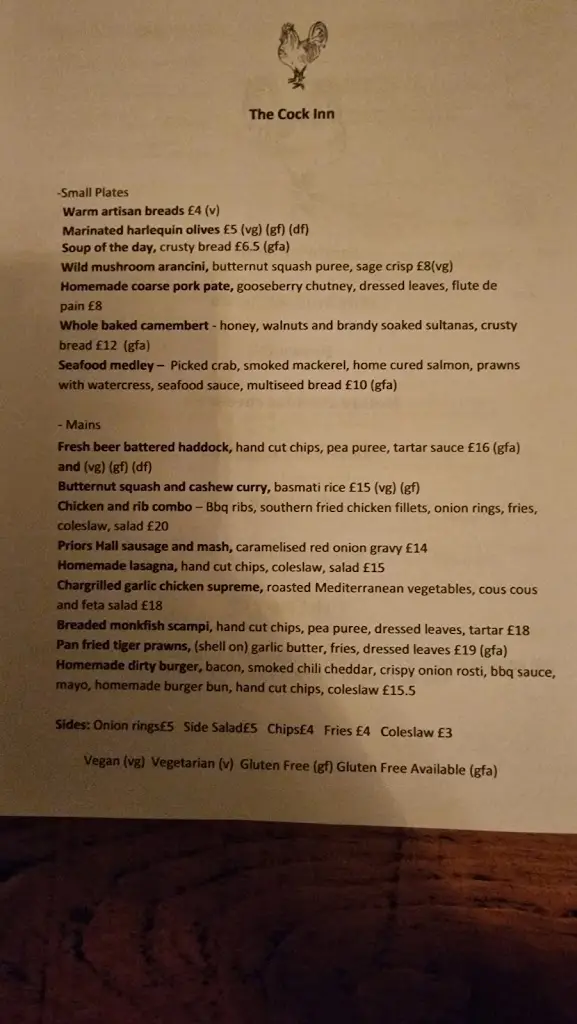 Menu_The Cock Inn_Elsenham_image_3
