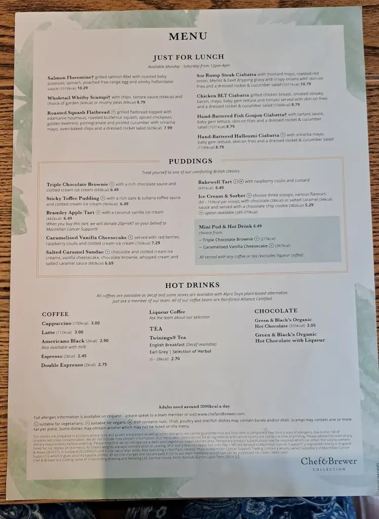 Menu_The Crown_Eaton Socon_image_1