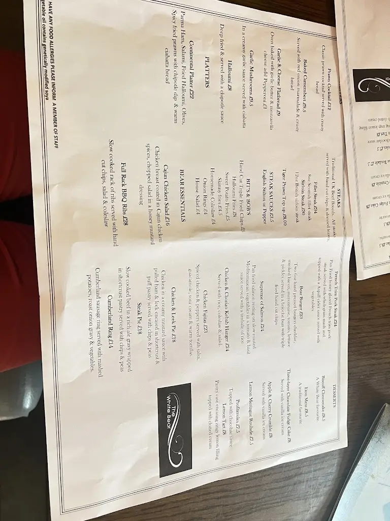 Menu_The White Bear Steak House & Restaurant_Epworth_image_4