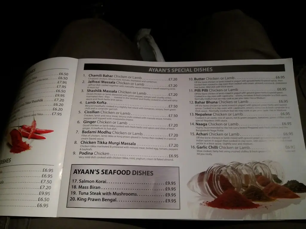 Menu_Ayaans Indian Takeaway_Audlem_image_1