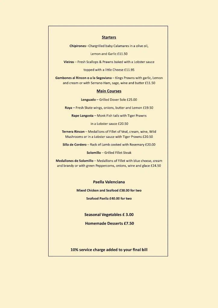 Menu_El Rincon Spanish Restaurant & Tapas_Epsom_image_1