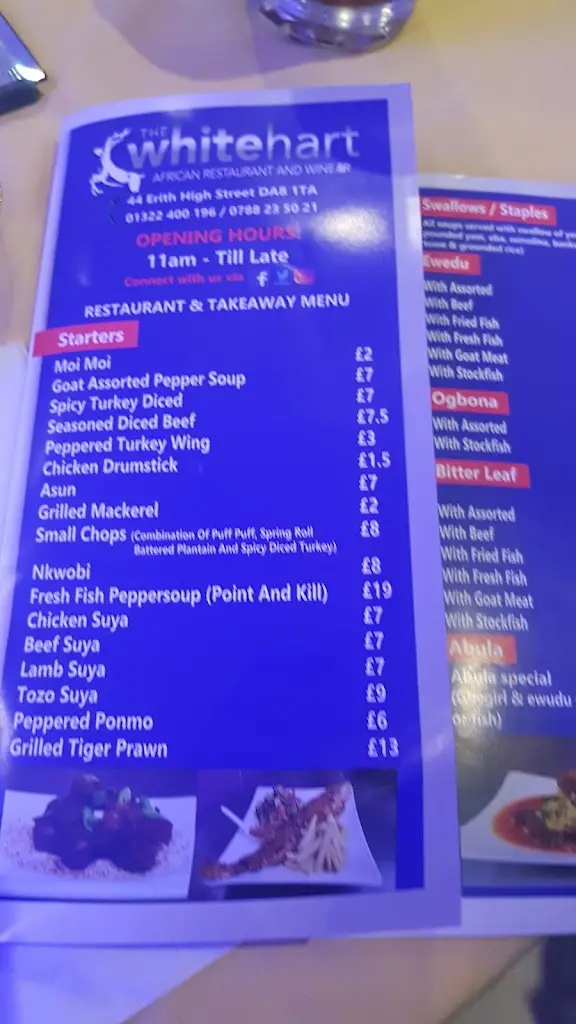 Menu_The Whitehart Restaurant_Erith_immagine_1