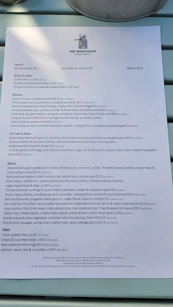 Menu_The Wheatsheaf_Esher_image_3