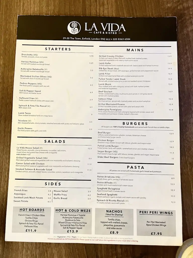 Menu_La Vida Café and Bistro_Enfield Town_image_1