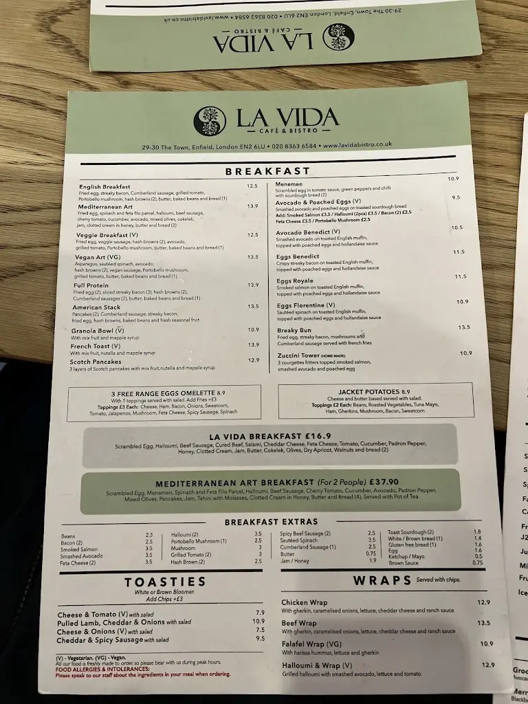 Menu_La Vida Café and Bistro_Enfield Town_image_4