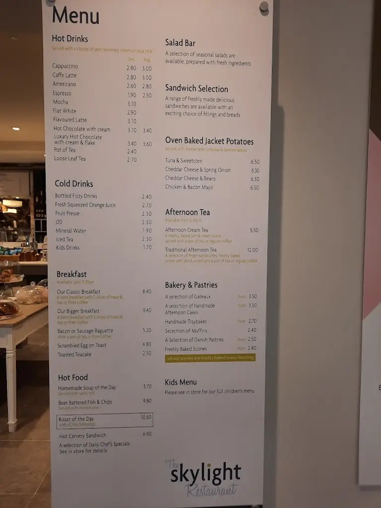 Menu_The Skylight Restaurant_Enfield Town_image_1