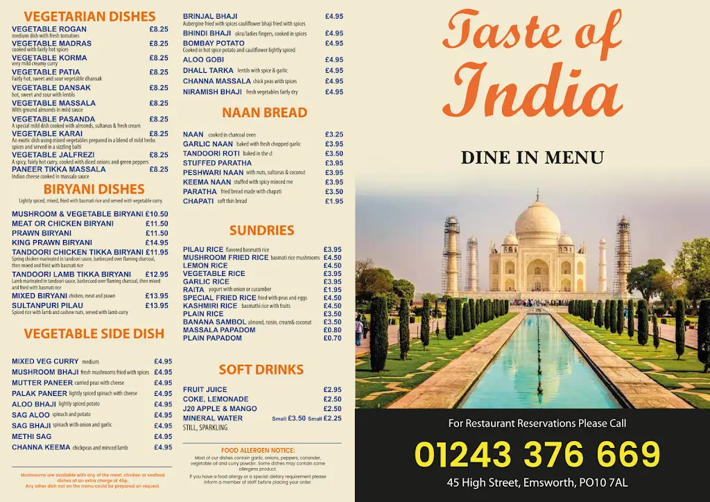 Menu_Taste Of India_Emsworth_image_2