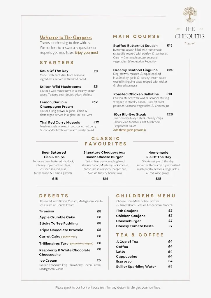 Menu_The Chequers Inn, Aylesford_Aylesford_image_1