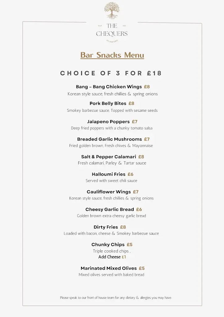 Menu_The Chequers Inn, Aylesford_Aylesford_image_3