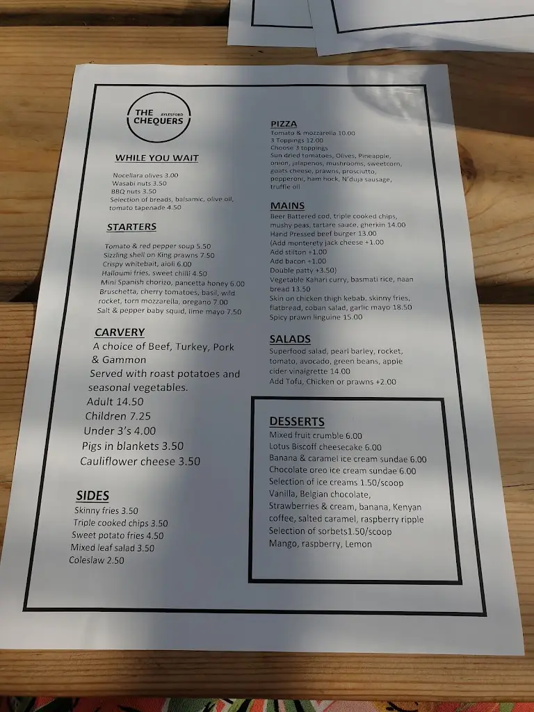 Menu_The Chequers Inn, Aylesford_Aylesford_image_4