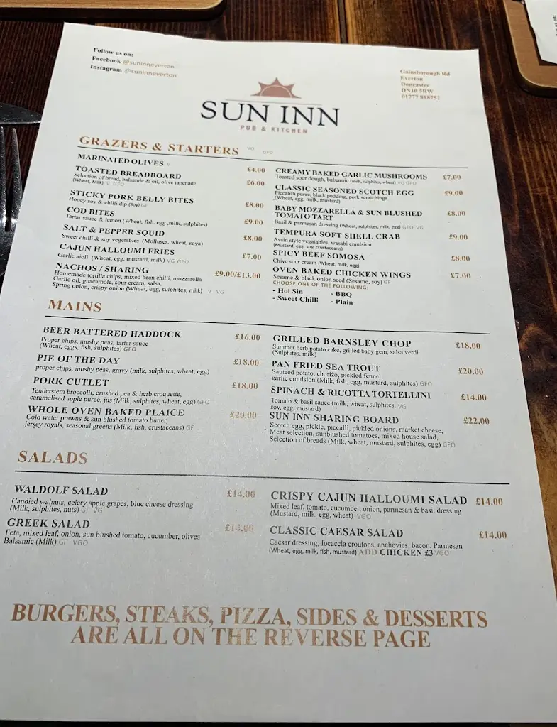 Menu_The Sun Inn Everton_Everton_immagine_1