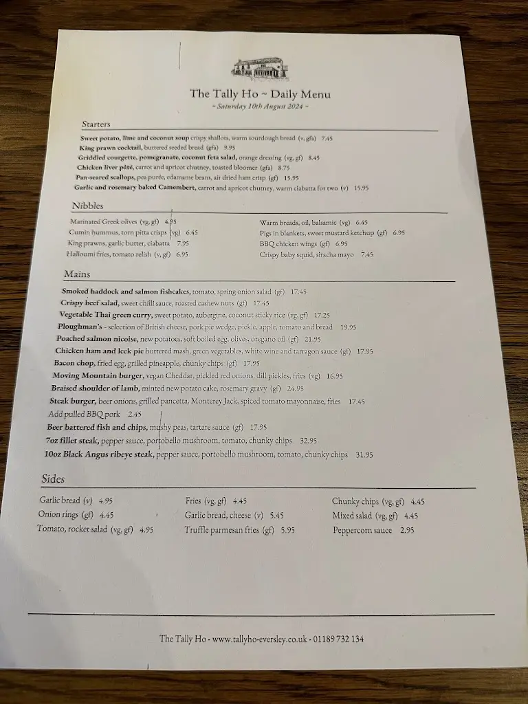 Menu_The Tally Ho_Eversley_image_1
