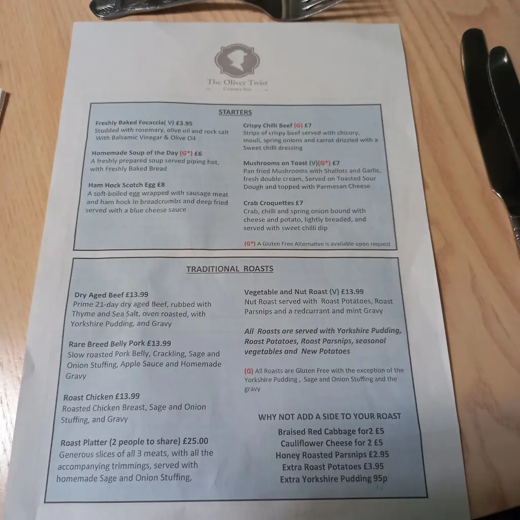 Menu_The Oliver Twist Country Inn and Restaurant_Emneth_image_2