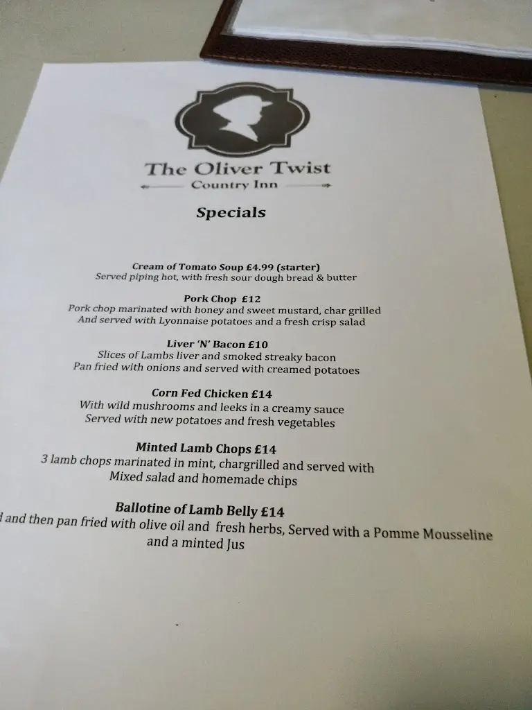 Menu_The Oliver Twist Country Inn and Restaurant_Emneth_image_4