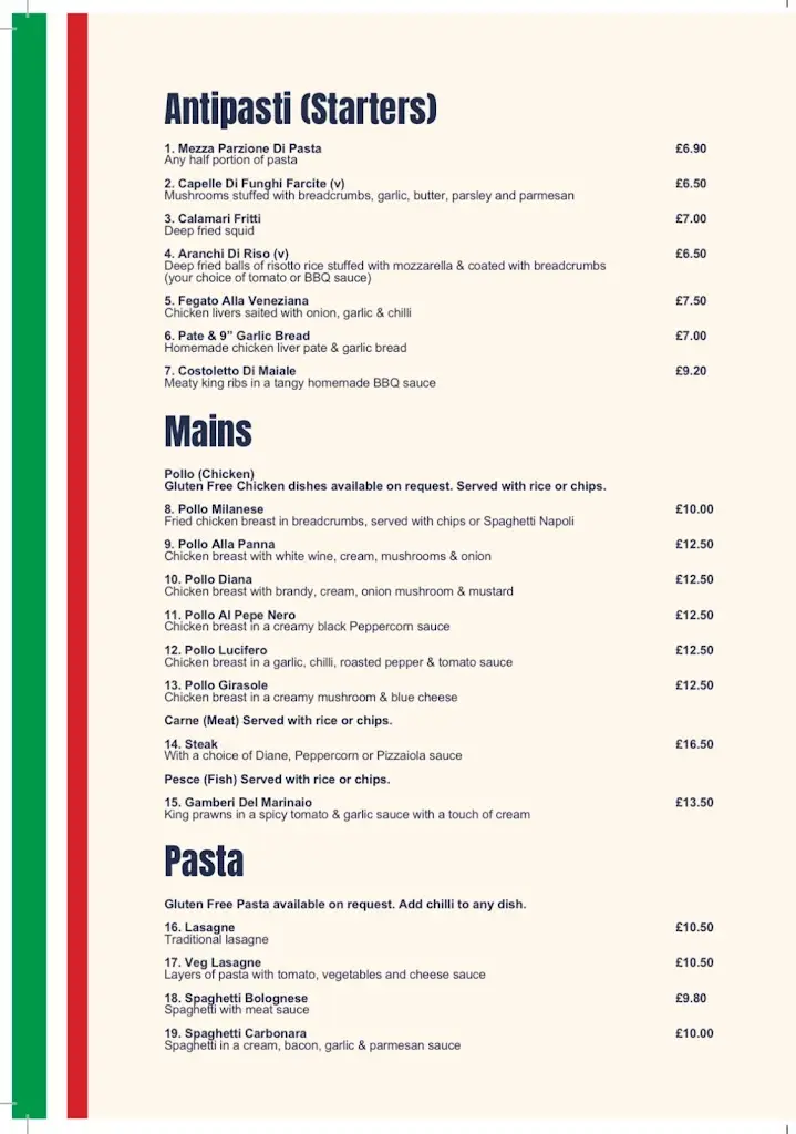 Menu_Girasole Italian at the Talbot_Euxton_image_3