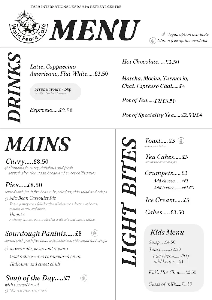 Menu_World Peace Café_Etwall_image_1