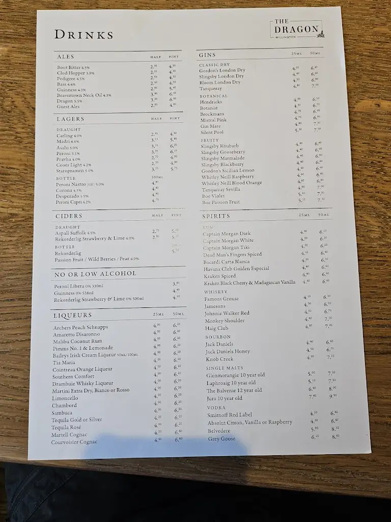 Menu_The Dragon_Etwall_image_1