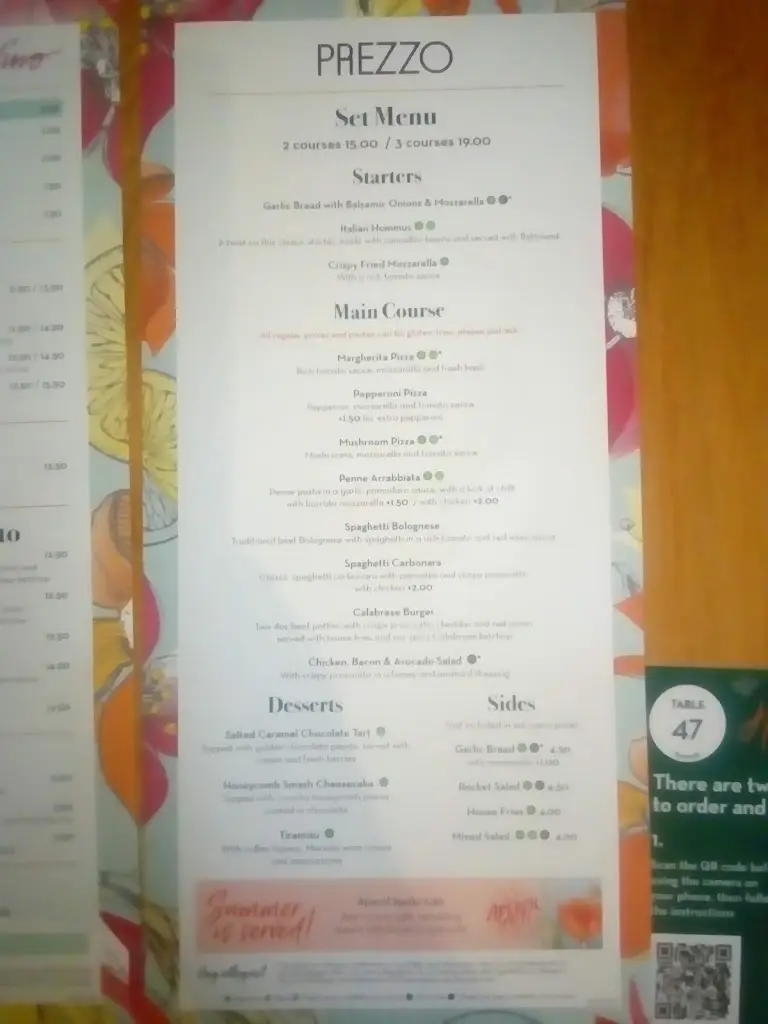Menu_Prezzo Italian Restaurant Exmouth_Exmouth_image_1