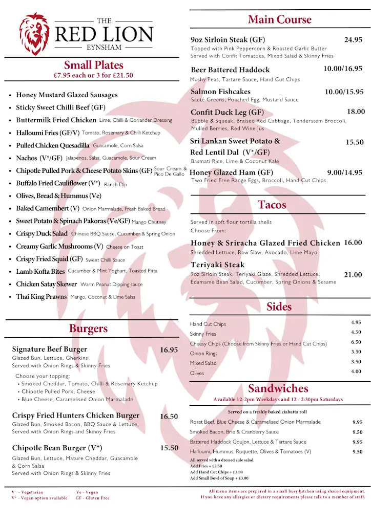 Menu_The Red Lion_Eynsham_immagine_1