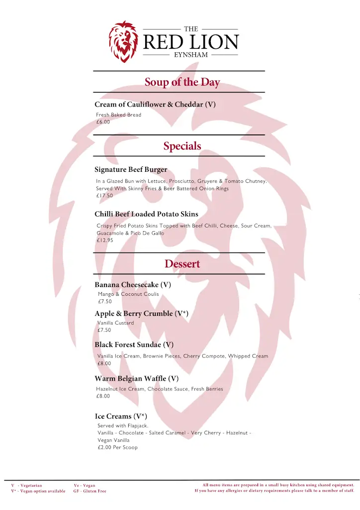 Menu_The Red Lion_Eynsham_immagine_2