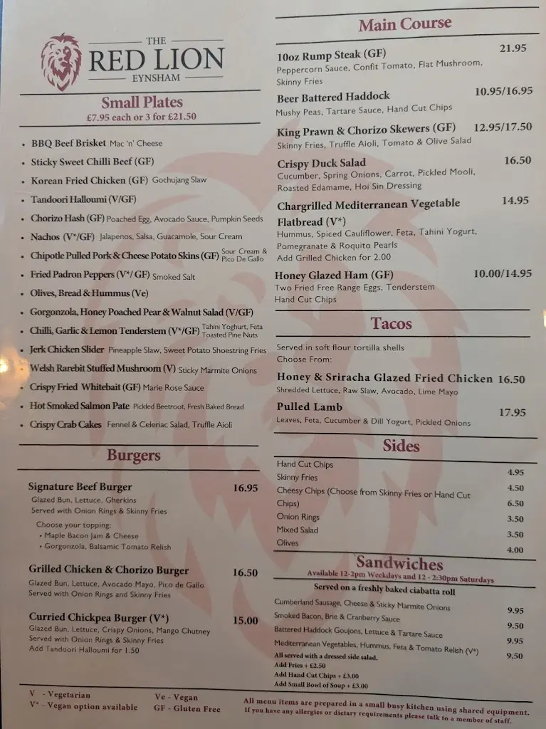 Menu_The Red Lion_Eynsham_immagine_4