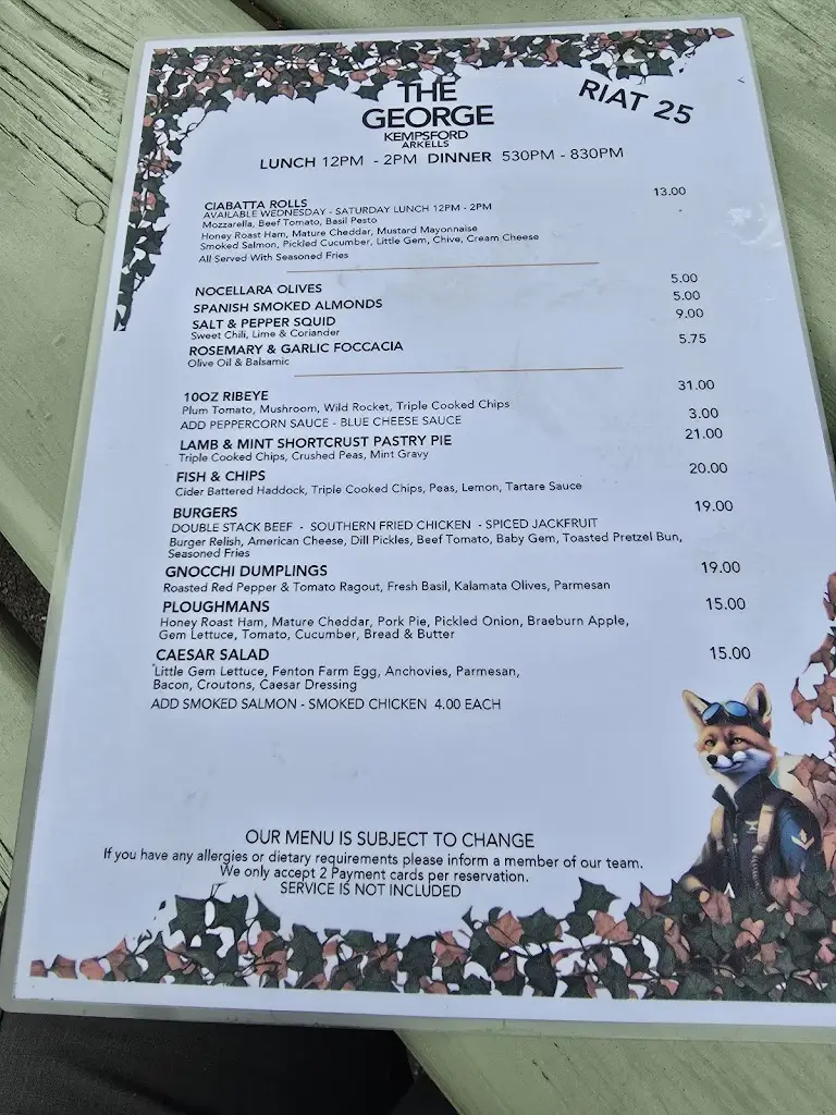 Menu_The George, Kempsford_Fairford_image_1