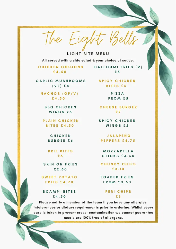 Menu_The Eight Bells_Failsworth_image_3