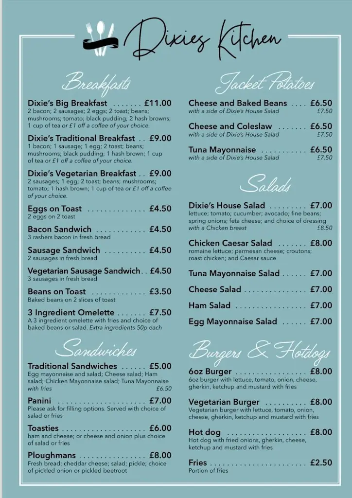 Menu_Dixie's Kitchen_Fakenham_image_1