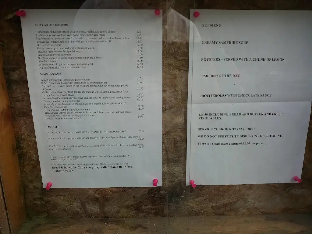 Menu_The Old Forge Seafood Restaurant - Bed & Breakfast_Fakenham_image_1