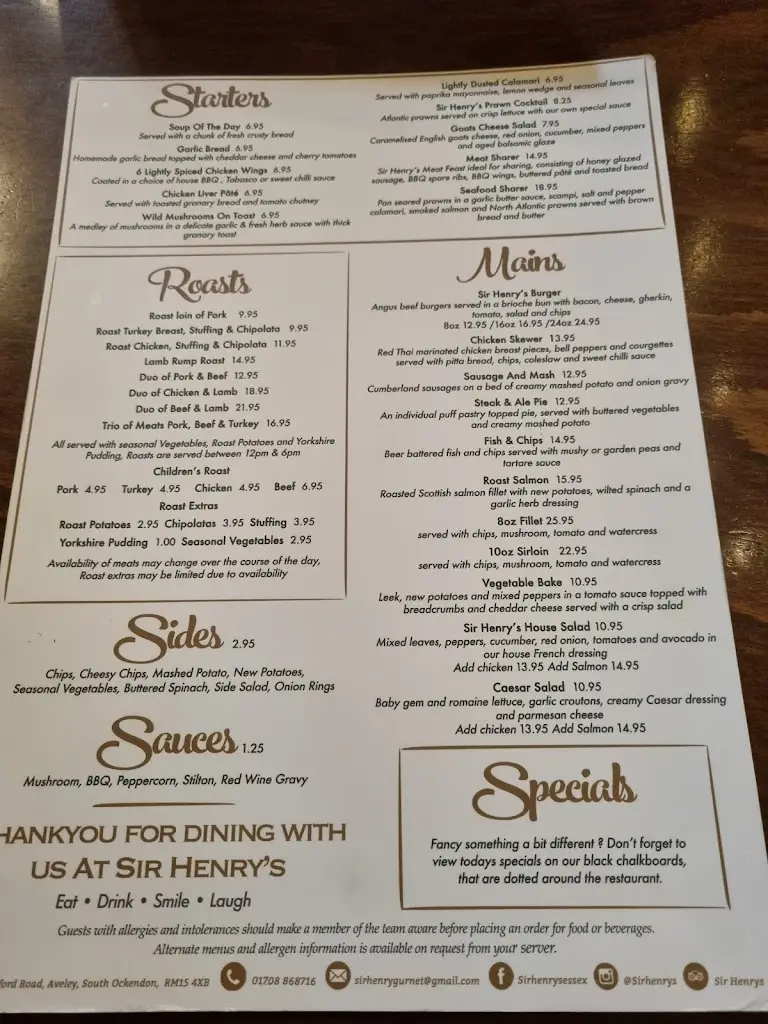 Menu_Sir Henrys_Aveley_image_2