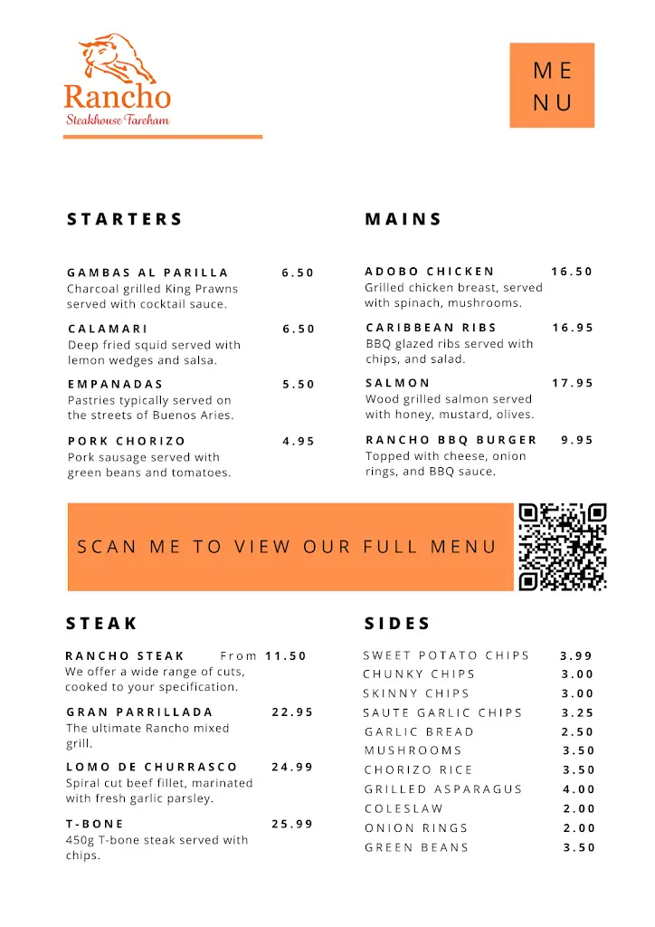 Menu_Rancho Steakhouse Fareham_Fareham_immagine_1