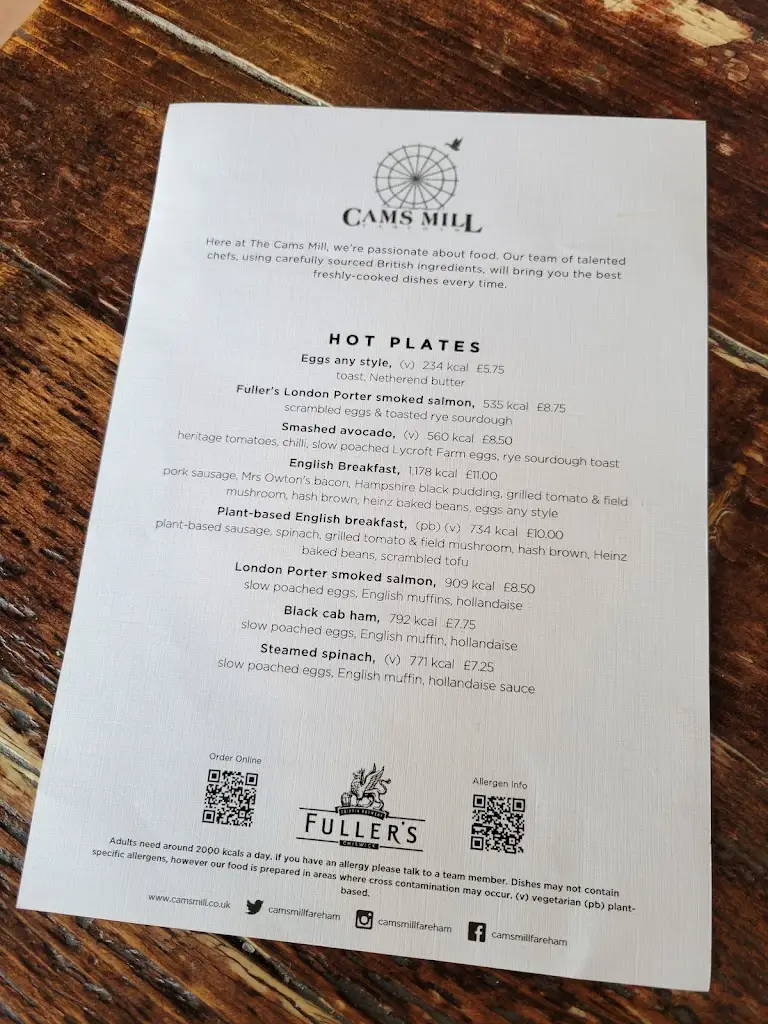 Menu_The Cams Mill, Fareham_Fareham_image_2