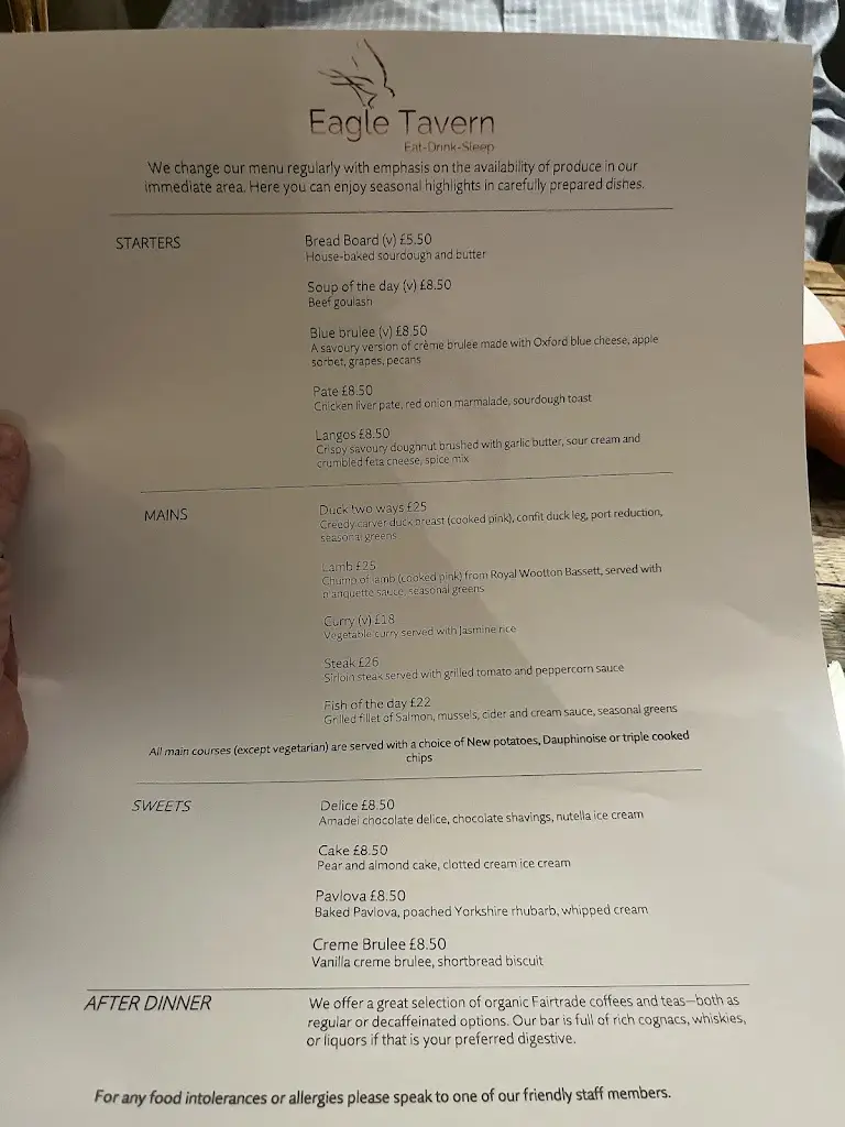 Menu_Eagle Tavern_Faringdon_image_1
