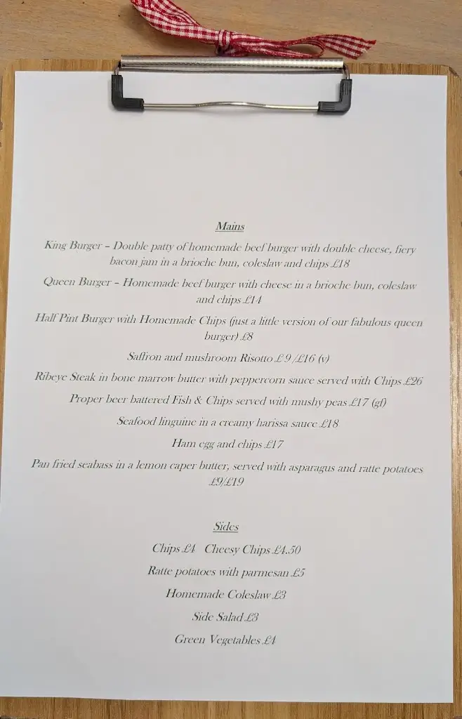 Menu_The King & Queen_Faringdon_immagine_1
