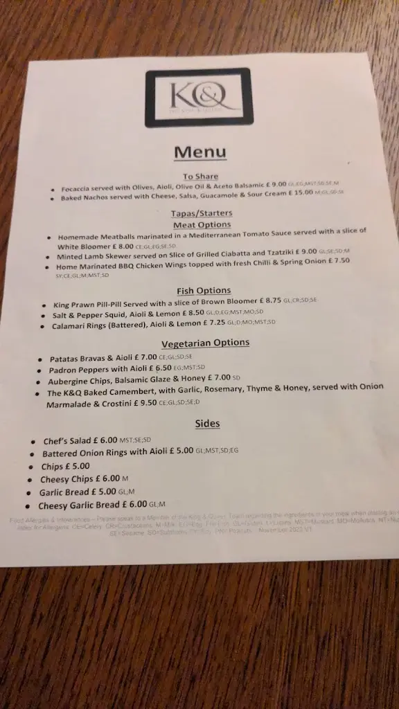 Menu_The King & Queen_Faringdon_immagine_4