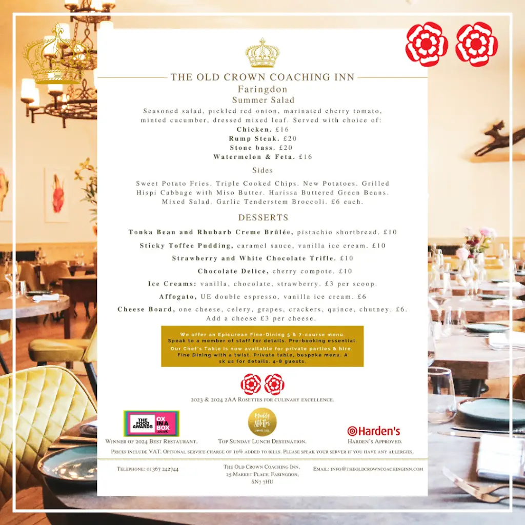 Menu_The Ballroom at The Old Crown Coaching Inn_Faringdon_image_1