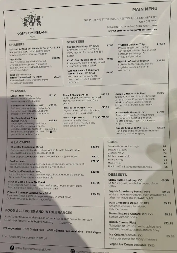 Menu_The Northumberland Arms_Felton_immagine_1